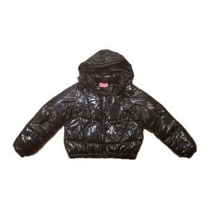 Azalea Wang black iridescent puffer coat with pockets and hood size Small